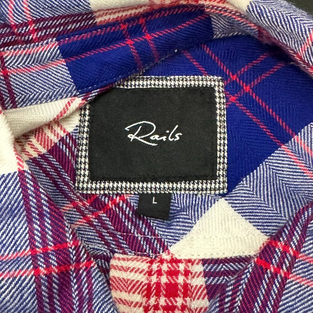 - Rails Button Down Plaid Loose Top With Double P… - image 3